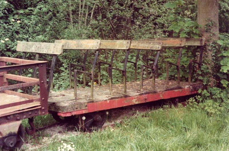 inclined-plane-manrider-brockham-070282.jpg - The Oakley Quarries inclined plane man-rider wagon, which is now restored and displayed at Amberley.