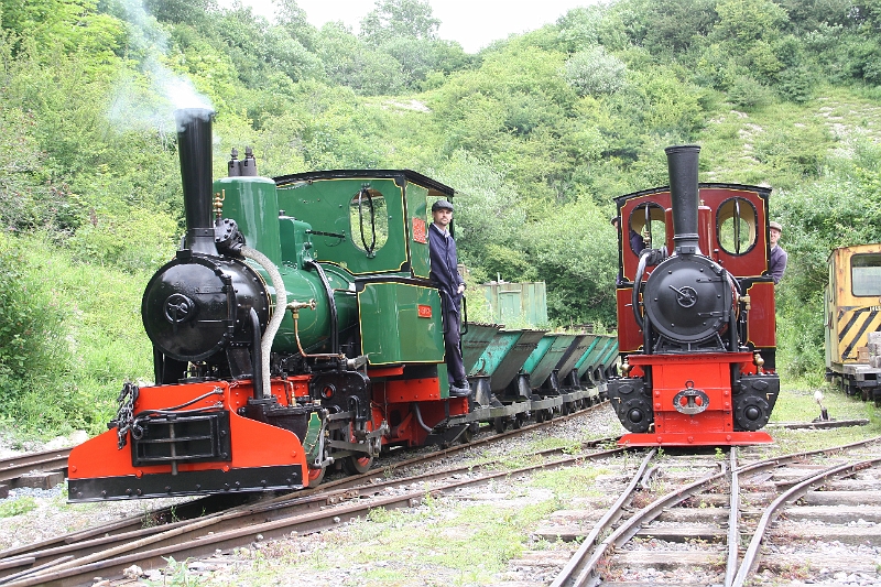 2016-07-120028.JPG - Both locos were then run up and down a section of the railway for the benefit of the photographers. Susan is seen here with a rake of our troublesome trucks.
