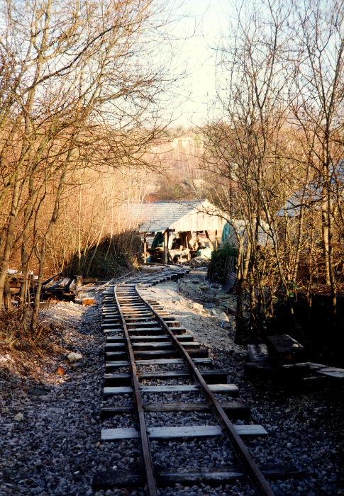 woodyard-siding.jpg - The woodyard siding was gradually taking shape. The building in th background was the original covering for the large circular saw but which was lost in one of the gales we experienced in the early 1990s.